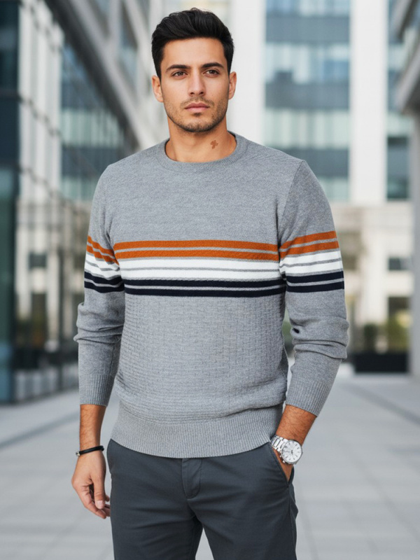 Pánský svetr Dstreet WX2322 Barva: Šedá - světle, Velikost: M