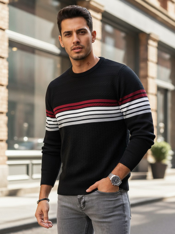 Pánský svetr Dstreet WX2322 Barva: Černá, Velikost: M