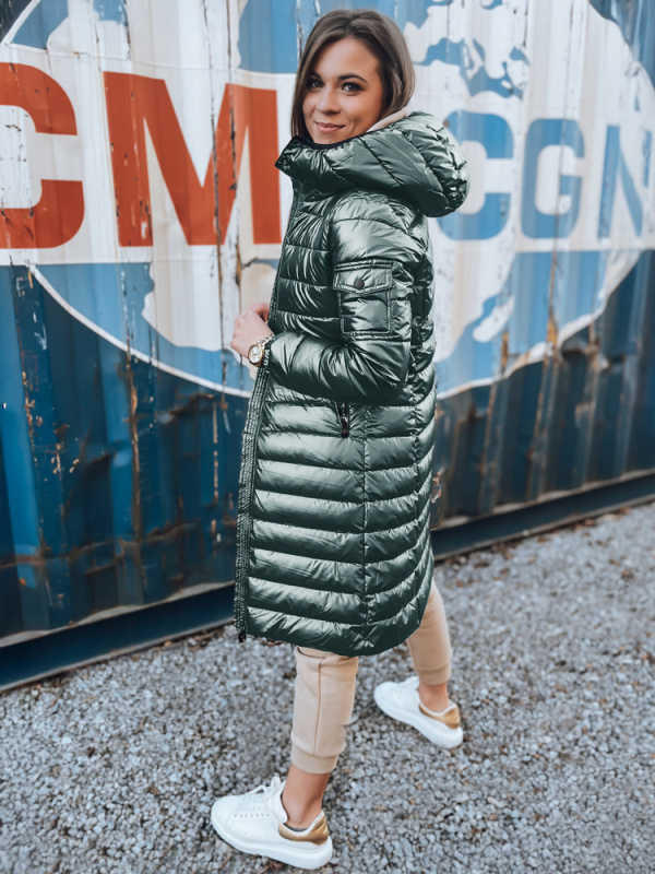 Dámský dlouhý kabát LESSI Barva černá DSTREET TY3353 Barva: Zelená, Velikost: XL