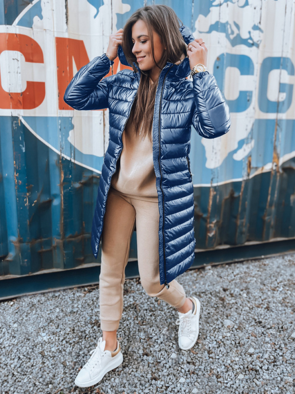 Dámský dlouhý kabát LESSI Barva černá DSTREET TY3353 Barva: Modrá - světle, Velikost: S