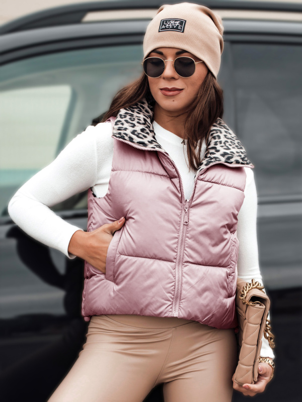 Dámská vesta  LEOVELLA oboustranná Dstreet TY4647 Barva: Růžová, Velikost: XL