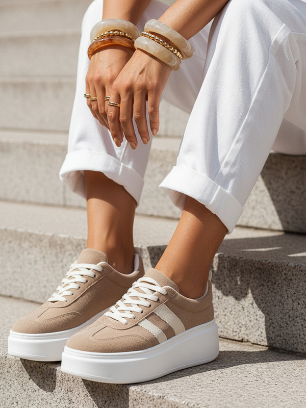 Dámské béžové tenisky na platformě