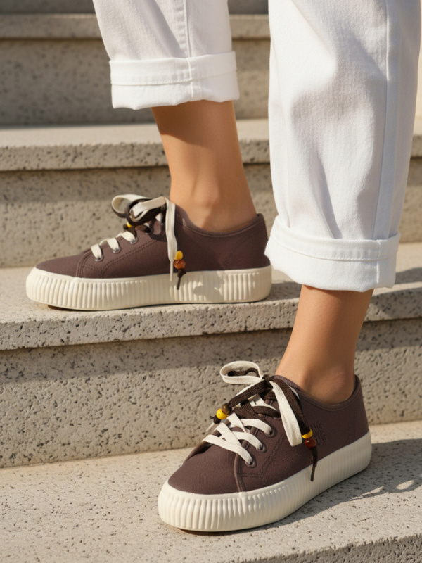 Dámské tenisky tenisky s ozdobnými korálky hnědé ZY1403 41