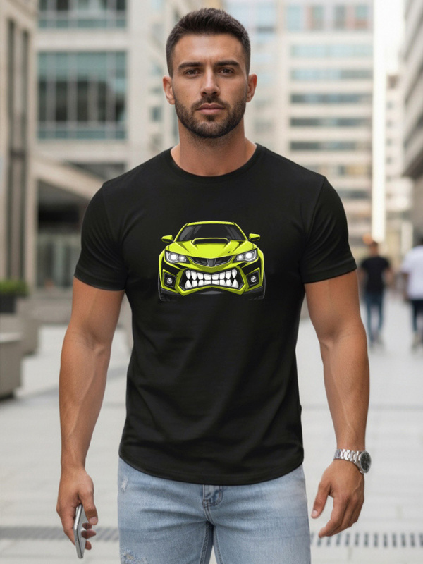 Pánské tričko s potiskem auta černé FashionStreet NX5015R L