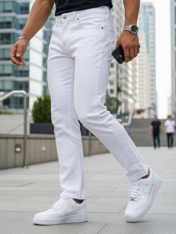 Pánské bílé džíny slim fit FashionStreet UX4487 s35
