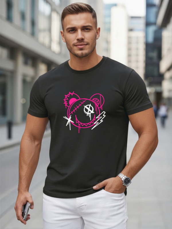 Pánské bavlněné tričko s potiskem ve stylu graffiti, černé, FashionStreet NX0136R XXL
