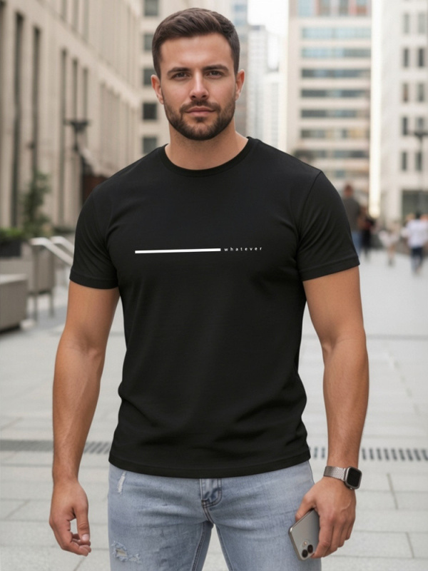 Pánské bavlněné tričko s nápisem „Whatever“, černé, FashionStreet NX5128R XXL