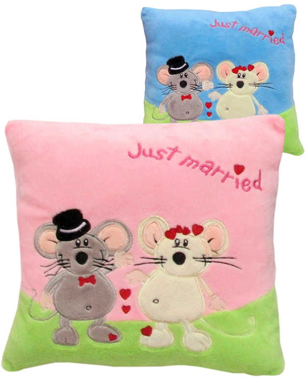Plyšový polštářek myšky Love just married 25 x 25 cm - 1 kus
