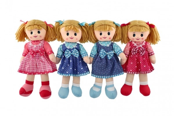 Teddies látková v šatech 40 cm růžová se srdíčky