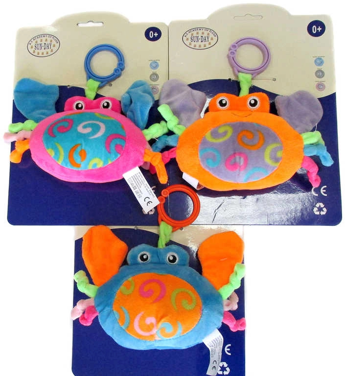 Plyšové chrastítko krab s klipem 14 cm - 1 kus