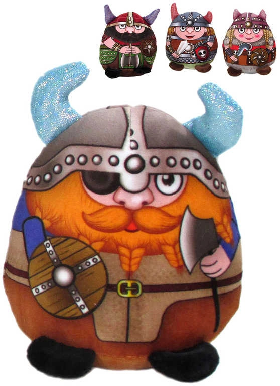 Plyšový vikingský panáček 13 cm s třpytivými rohy - 1 kus