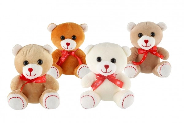 Medvěd sedící s mašlí 4 barvy 16 cm