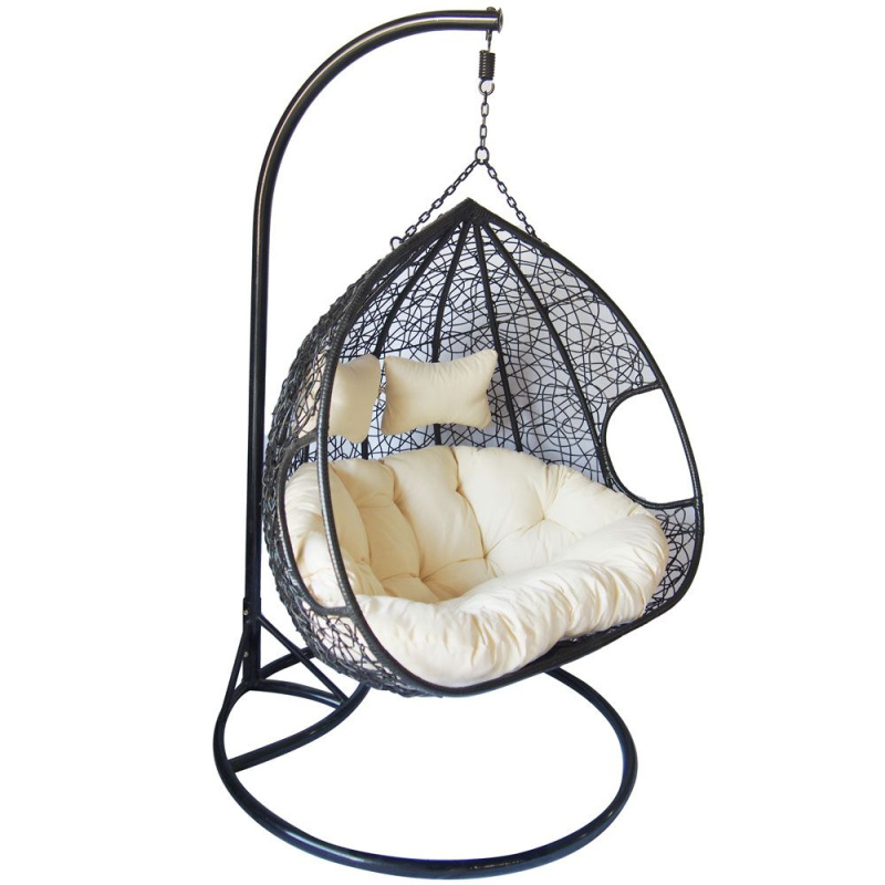 Zahradní houpací závěsné křeslo z technorattanu pro 2 osoby Robert Black PATIO