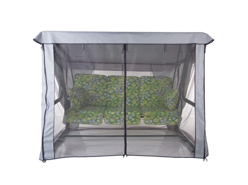 Stříška s moskytiérou pro zahradní houpačku 228 x 126 cm Rimini / Venezia PATIO světle šedá