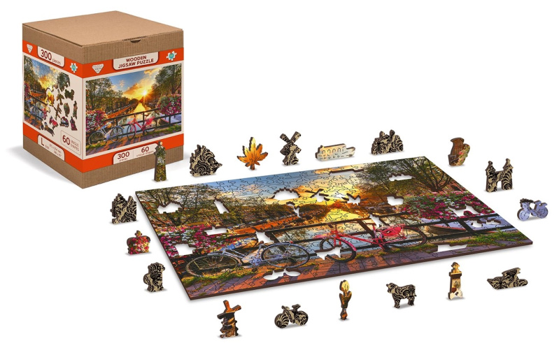 Dřevěné puzzle Kola v Amsterdamu 2v1