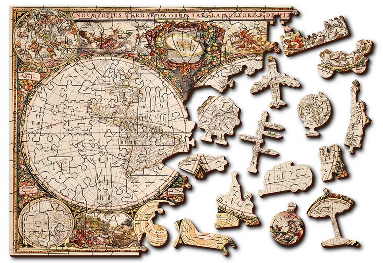 Wooden City Dřevěné Puzzle Antická mapa světa M, 150 dílků