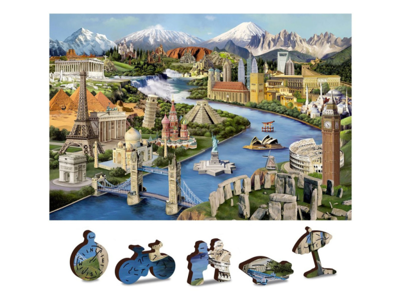 Dřevěné puzzle S, 75 dílků - Světové památky