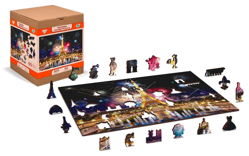 Dřevěné puzzle Noční Paříž od WOODEN CITY