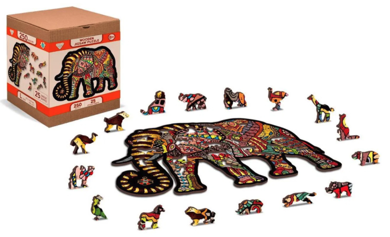 Wooden City Dřevěné Puzzle Slon L 200 dílků