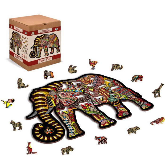 Wooden City Dřevěné Puzzle Slon L 200 dílků