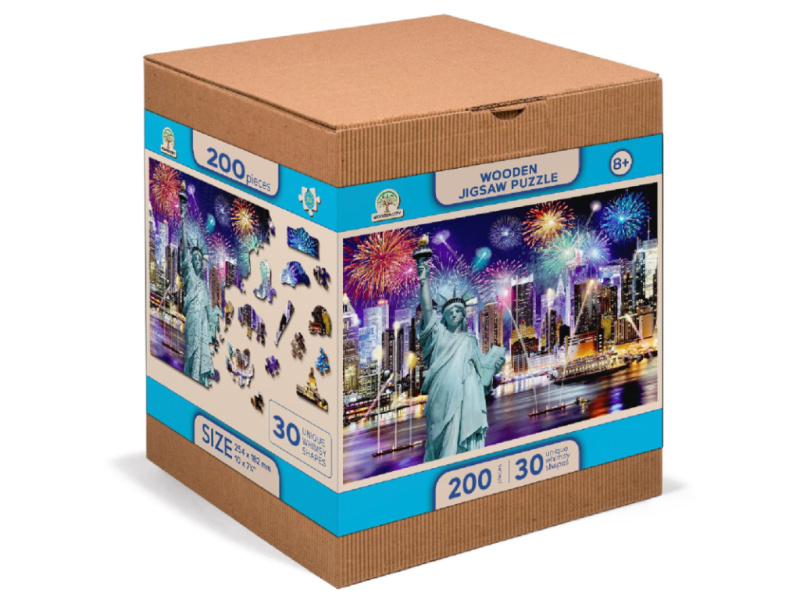 Dřevěné puzzle Noční New York 2v1