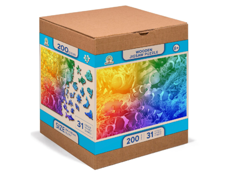 Dřevěné puzzle M, 200 dílků - Tropické ryby