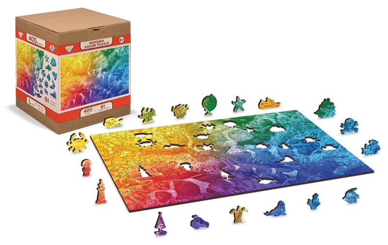 Dřevěné puzzle Tropické ryby s dvoustranným designem