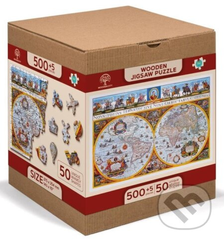 WOODEN CITY Dřevěné puzzle Antická mapa Nova Terrarum 2v1, 505 dílků EKO