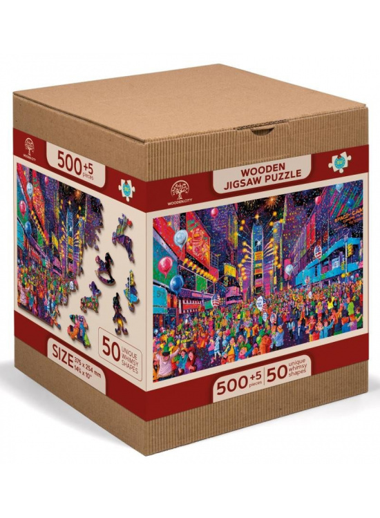 Wooden City Dřevěné puzzle Silvestr 2v1, 505 dílků EKO