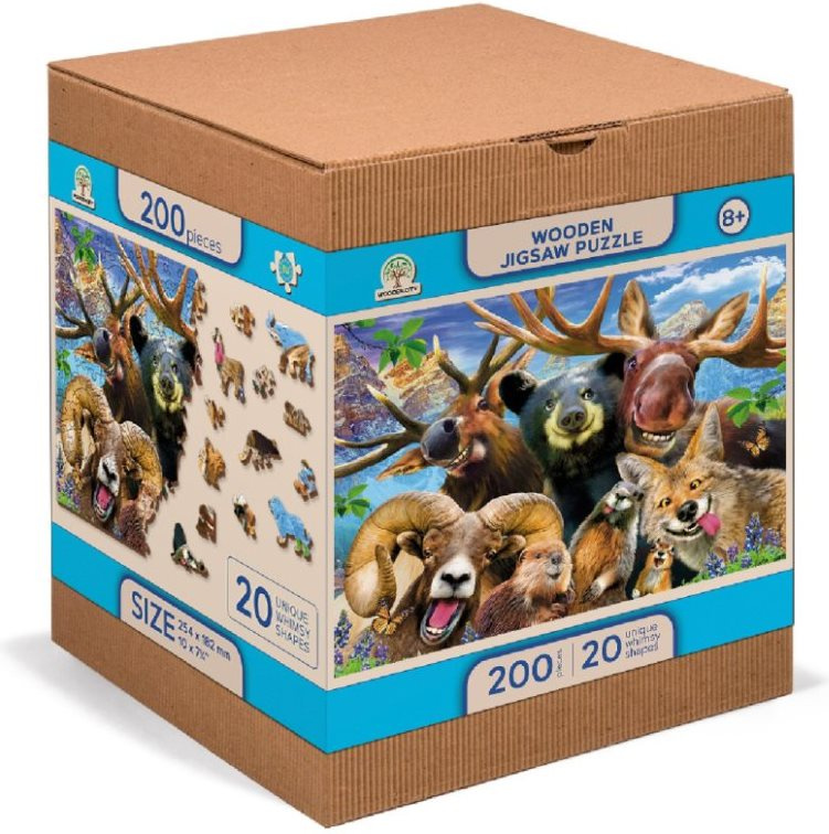 WOODEN CITY Dřevěné puzzle V lese 2v1, 200 dílků EKO