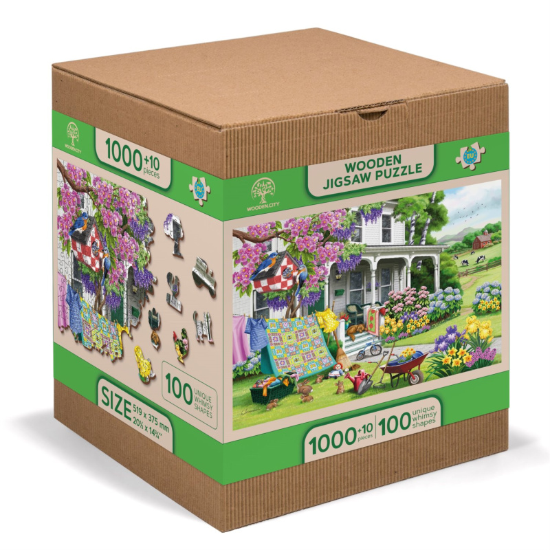 Dřevěné puzzle XL, 1010 dílků - Venkovská zahrada