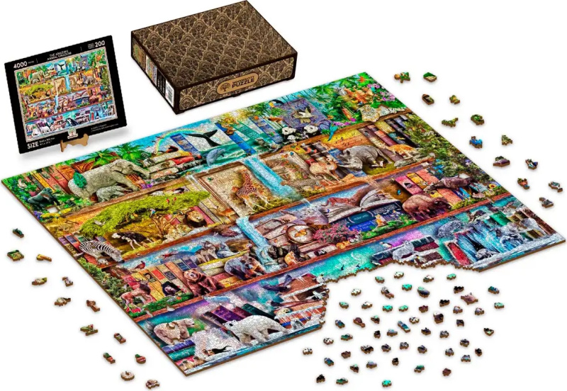 Dřevěné puzzle WOODEN CITY Úžasné království zvířat, 4000 dílků