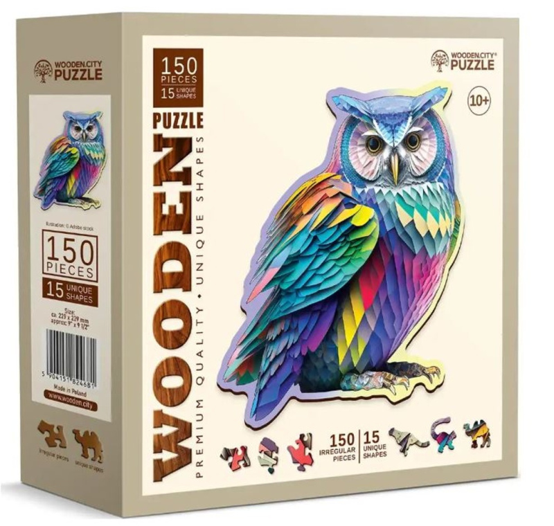 WOODEN CITY Dřevěné puzzle Moderní sova 150 dílků EKO