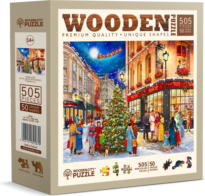Dřevěné puzzle Vánoční ulice – 505 dílků