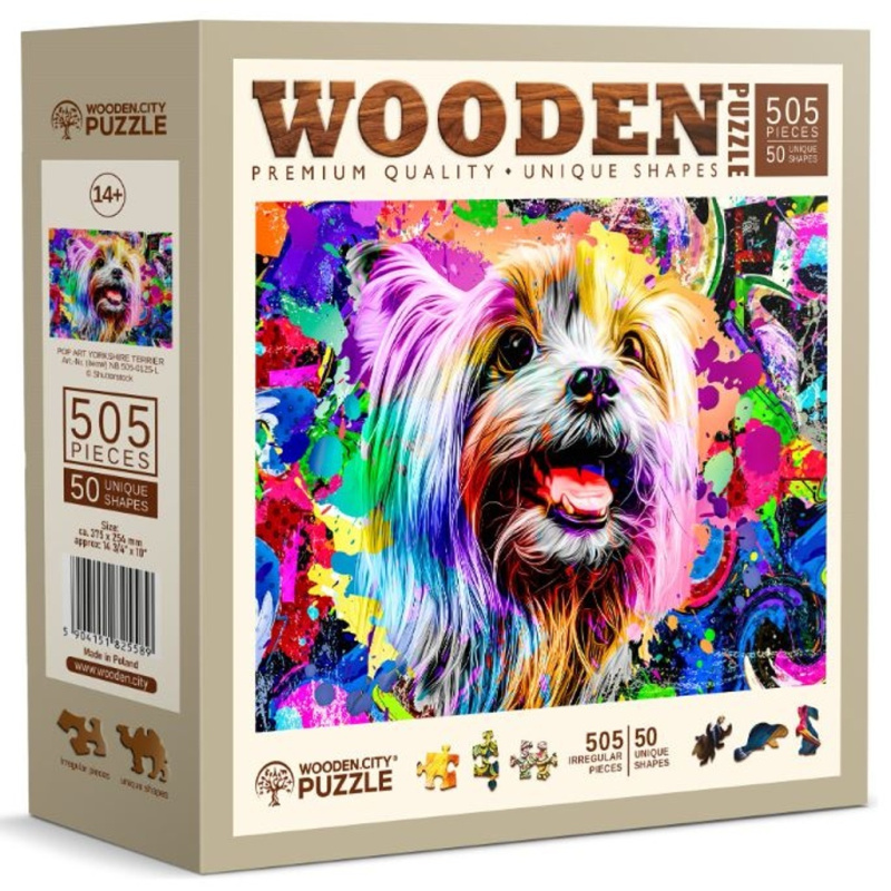 WOODEN CITY Dřevěné puzzle Pop Art Jorkšírský teriér 505 dílků