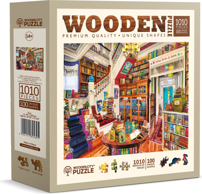 Dřevěné puzzle WOODEN CITY – Přání v knihovně, 1010 dílků