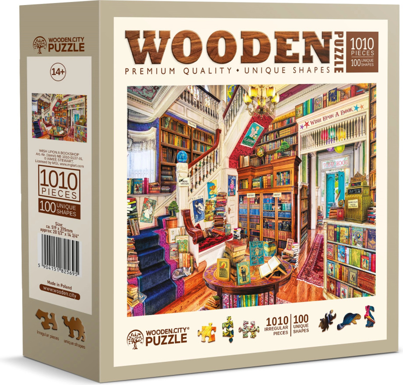 Dřevěné puzzle WOODEN CITY – Přání v knihovně, 1010 dílků