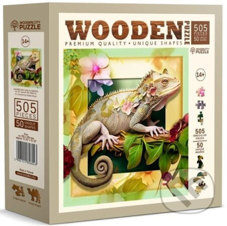 WOODEN CITY Dřevěné puzzle Chameleon a květiny 505 dílků