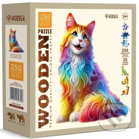 Dřevěné puzzle Barevná kočka 250 dílků