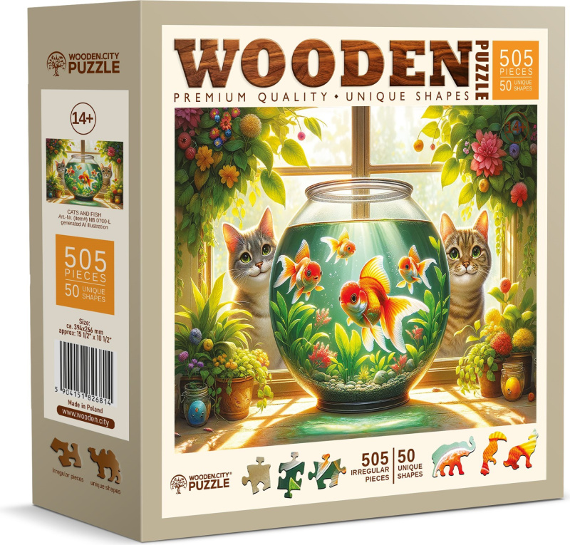Dřevěné puzzle Kočky a rybičky 505 dílků