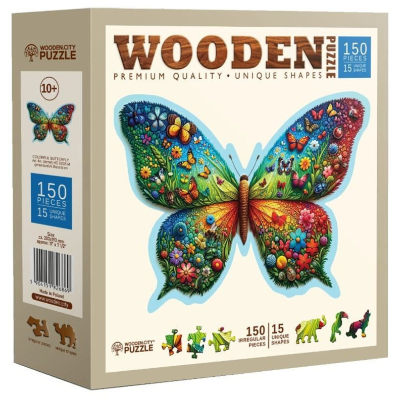 WOODEN CITY Dřevěné puzzle Barevný motýl 150 dílků