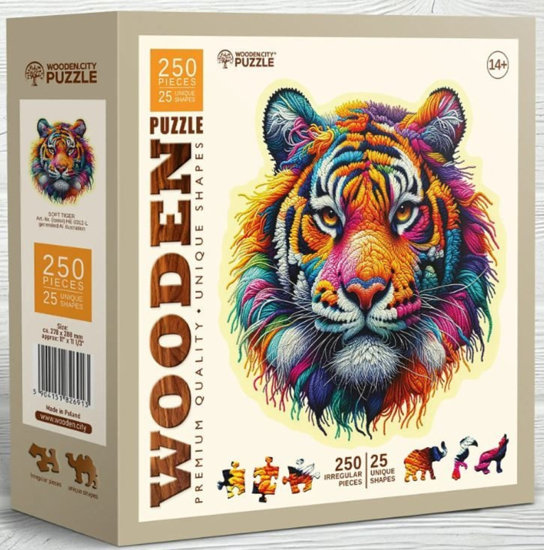 WOODEN CITY Dřevěné puzzle Jemný tygr 250 dílků