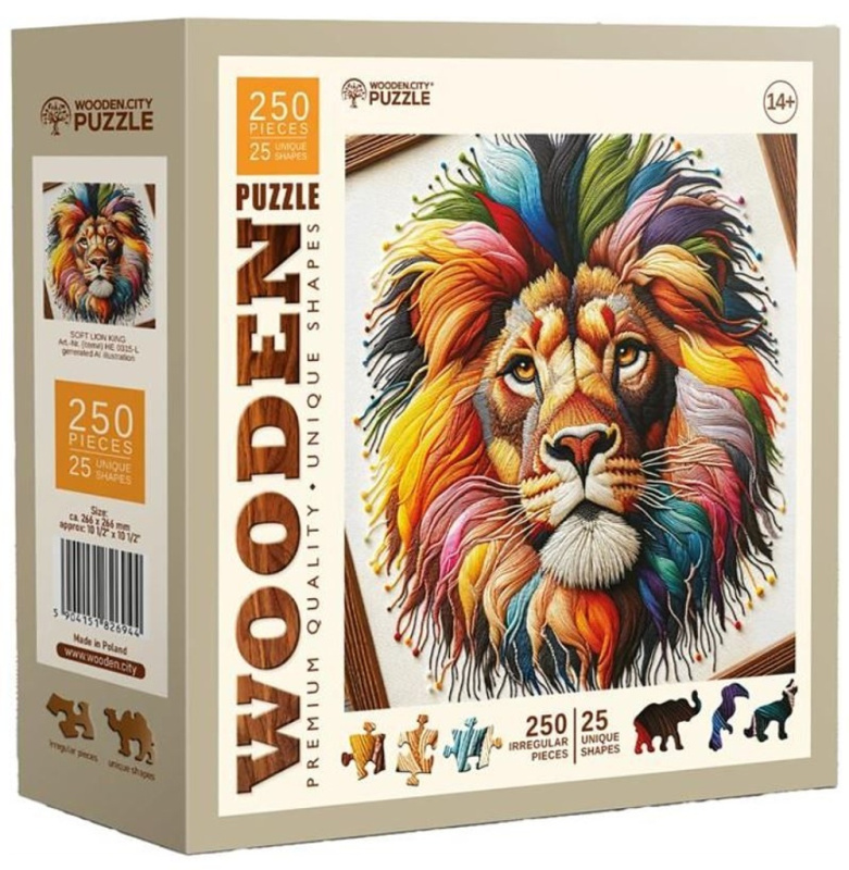 WOODEN CITY Dřevěné puzzle Jemný lví král 250 dílků
