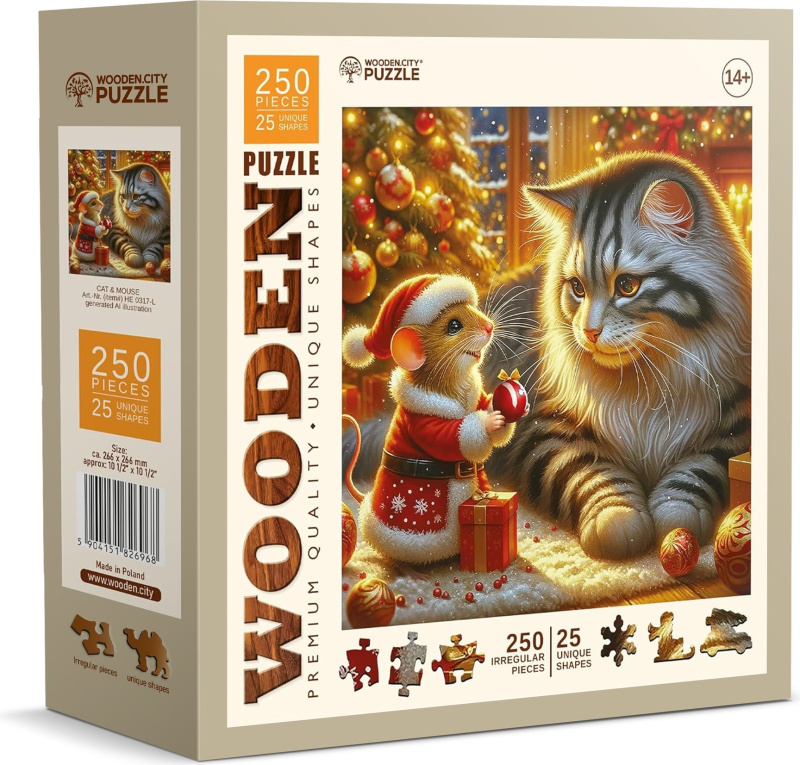 WOODEN CITY Dřevěné puzzle Kočka a myš 250 dílků