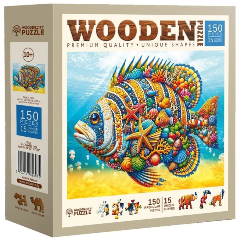 WOODEN CITY Dřevěné puzzle Módní ryba 150 dílků