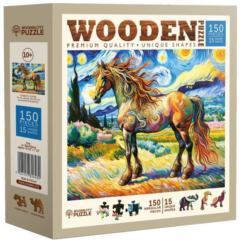 WOODEN CITY Dřevěné puzzle Moderní kůň 150 dílků