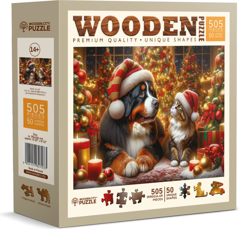 WOODEN CITY Dřevěné puzzle Kočka a pes 505 dílků
