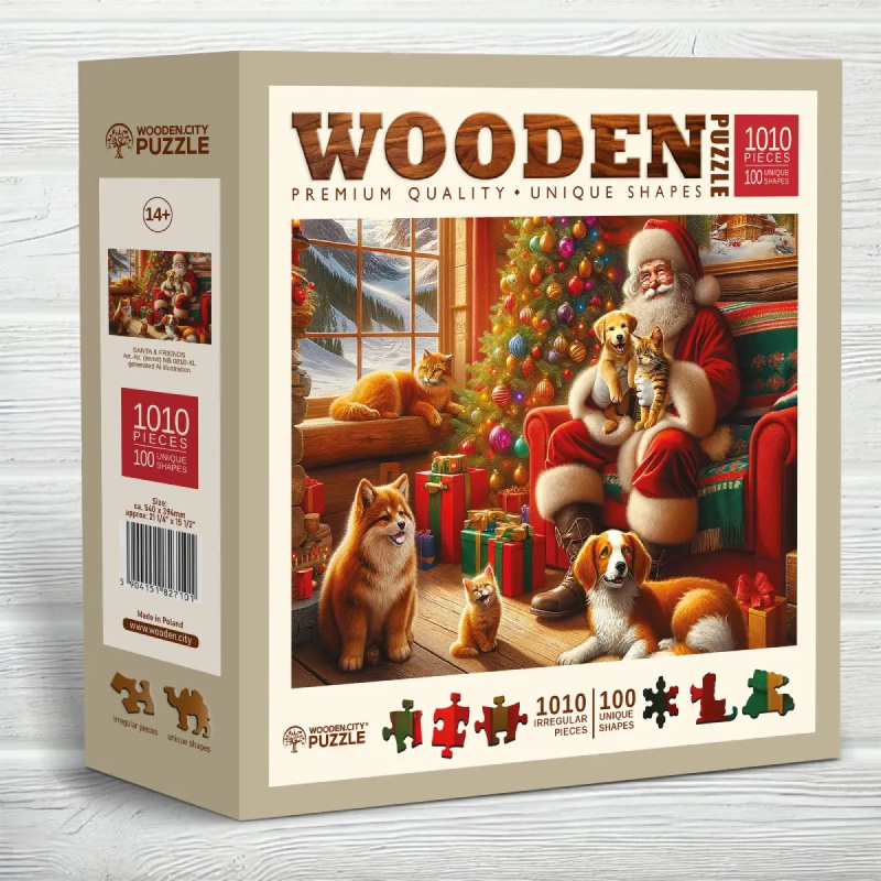 Dřevěné puzzle Wooden City Santa a přátelé 1010 dílků