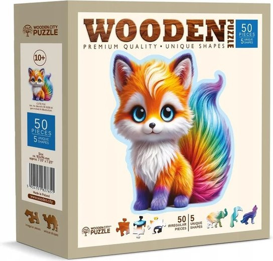 Dřevěné puzzle Roztomilá liška 50 dílků od Wooden City