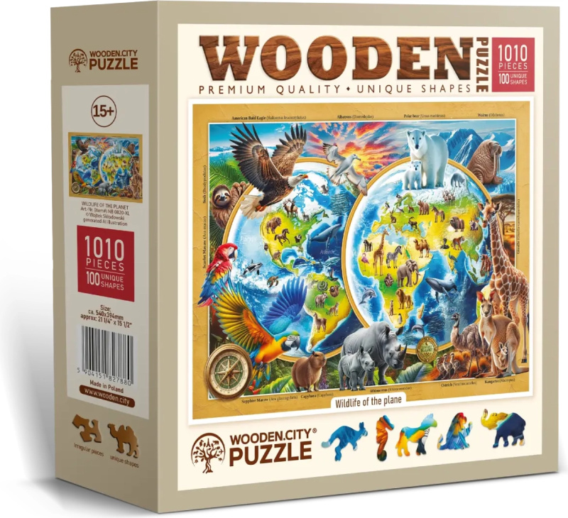 Dřevěné puzzle WOODEN CITY Planeta divokých zvířat – 1010 dílků